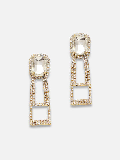 Gold Plated Party Designer Stone Drop Earring For Women