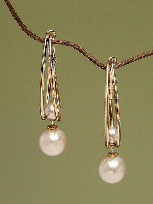 Gold Plated Party Pearls Drop Earring For Women
