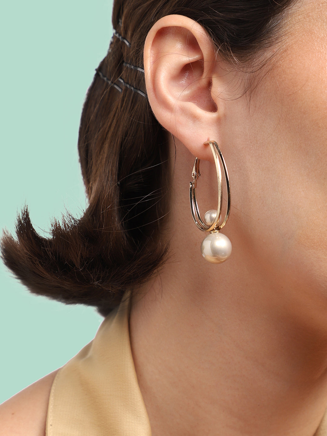 Gold Plated Party Pearls Drop Earring For Women