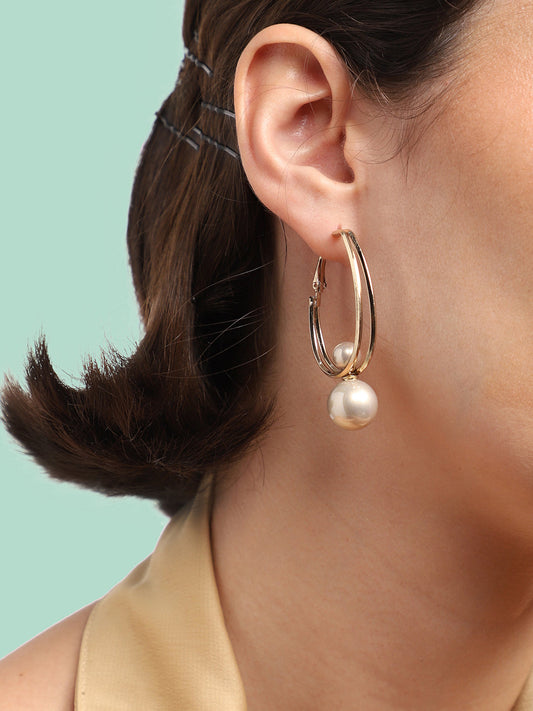 Gold Plated Party Pearls Drop Earring For Women