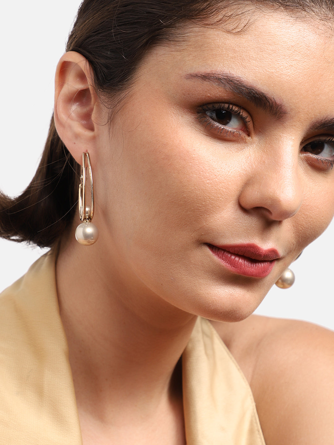 Gold Plated Party Pearls Drop Earring For Women