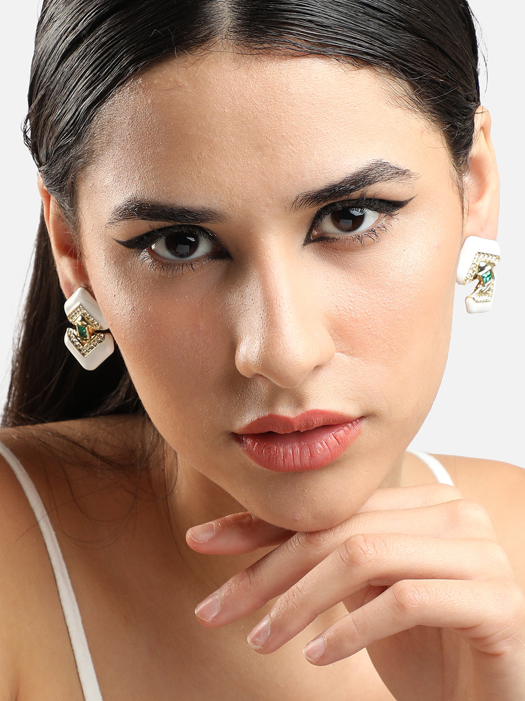 Gold Plated Party Designer Stone Stud For Women