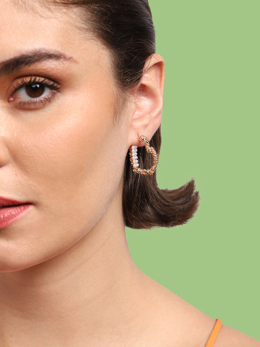 Gold Plated Party Designer Stone Hoop Earring