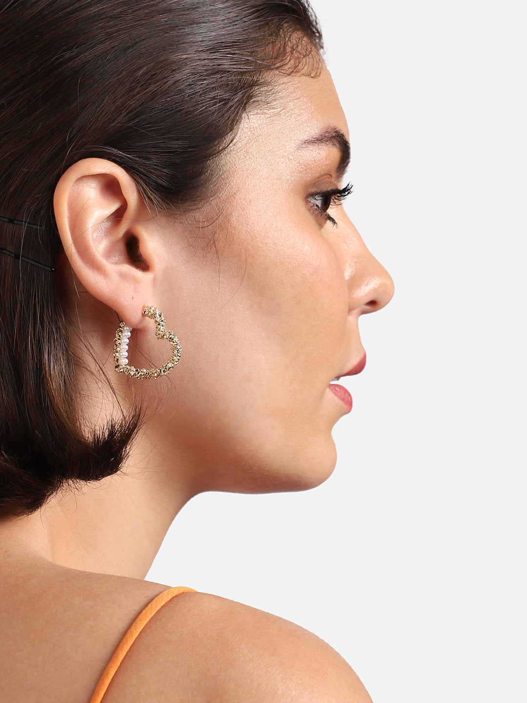 Gold Plated Party Designer Stone Hoop Earring