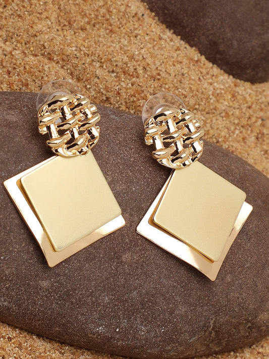 Gold Plated Party Designer Stone Drop Earring
