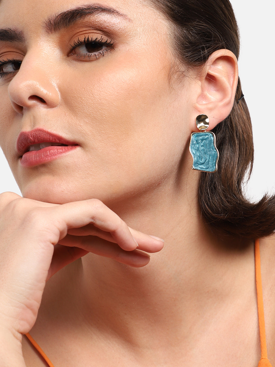 Gold Plated Party Designer Stone Drop Earring