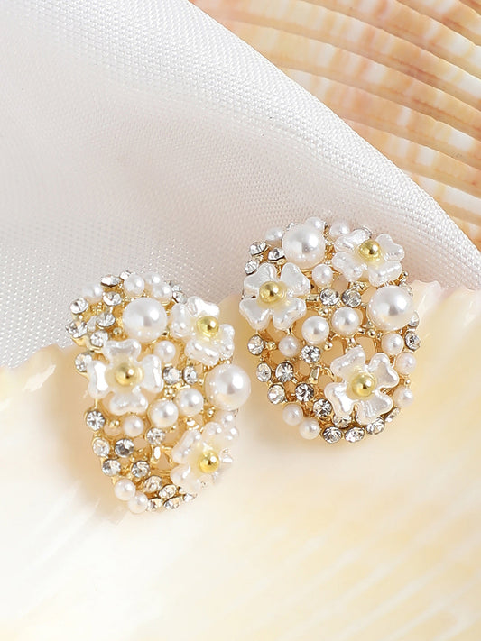 Gold Plated Party Designer Stone Stud For Women