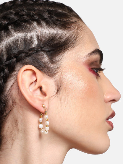 GOLD PLATED PARTY DESIGNER STONE DROP EARRING FOR WOMEN