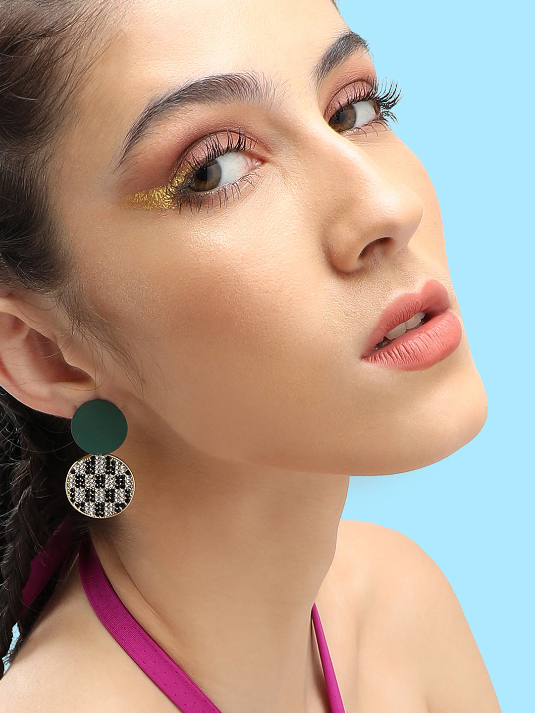 Gold Plated Party Designer Stone Drop Earring