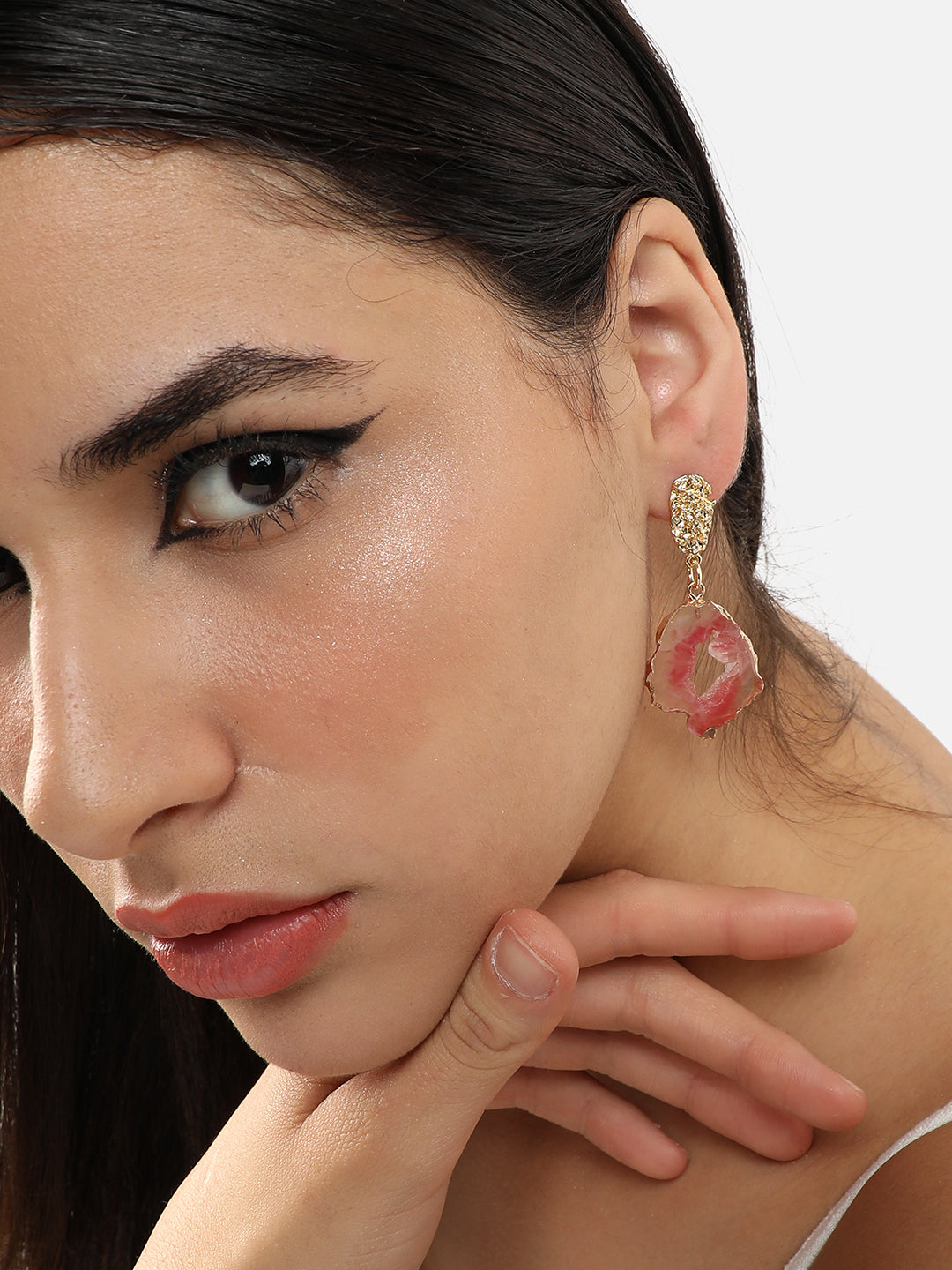 Gold Plated Party Designer Stone Drop Earring For Women