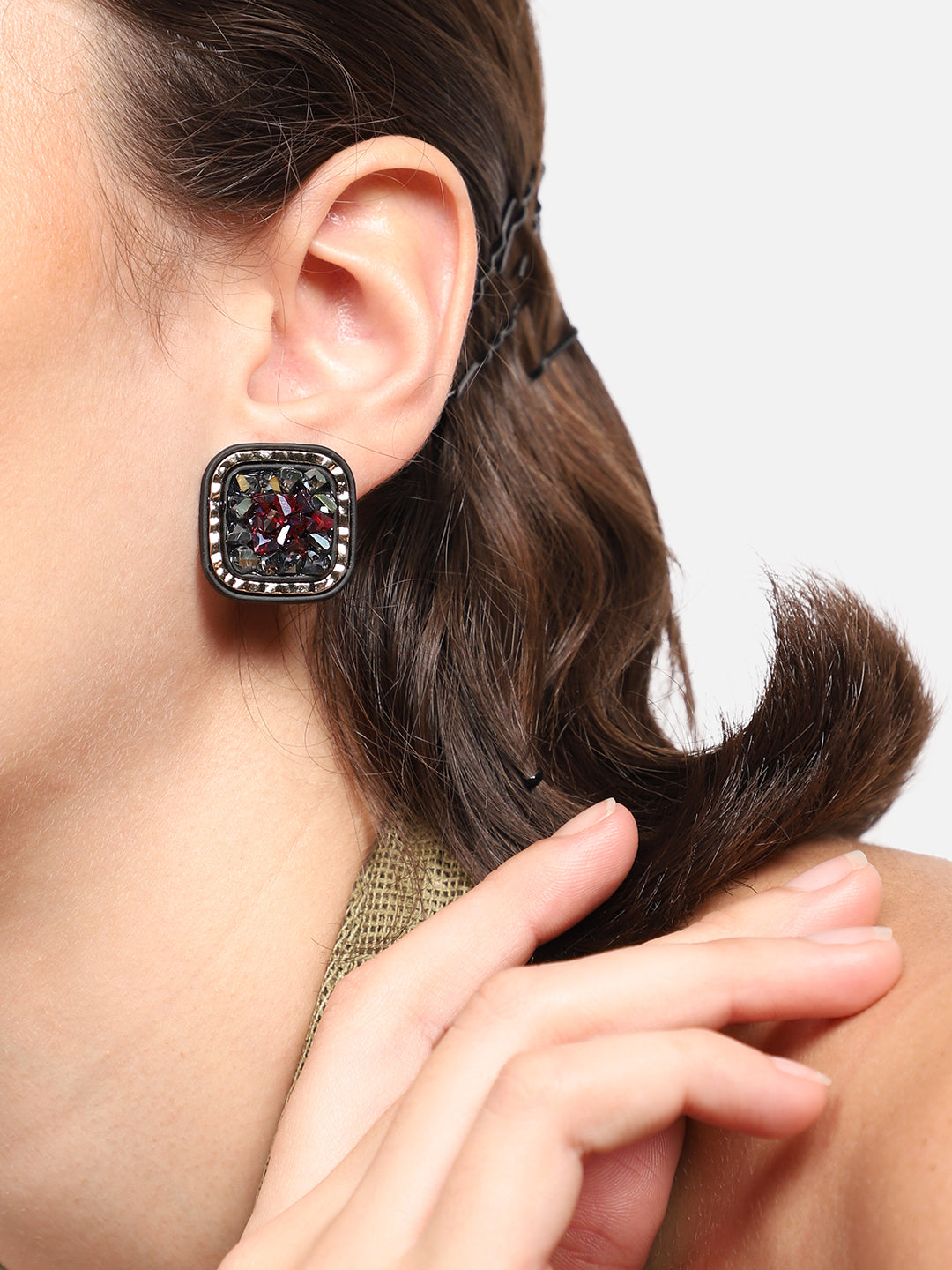 Gold Plated Party Designer Stone Stud For Women