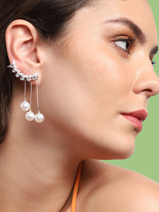Gold Plated Party Designer Stone Drop Earring For Women
