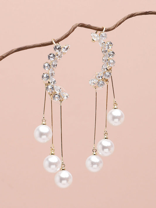Gold Plated Party Designer Stone Drop Earring For Women