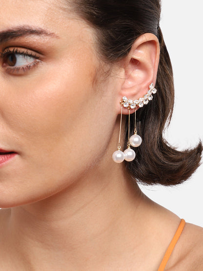 Gold Plated Party Designer Stone Drop Earring For Women