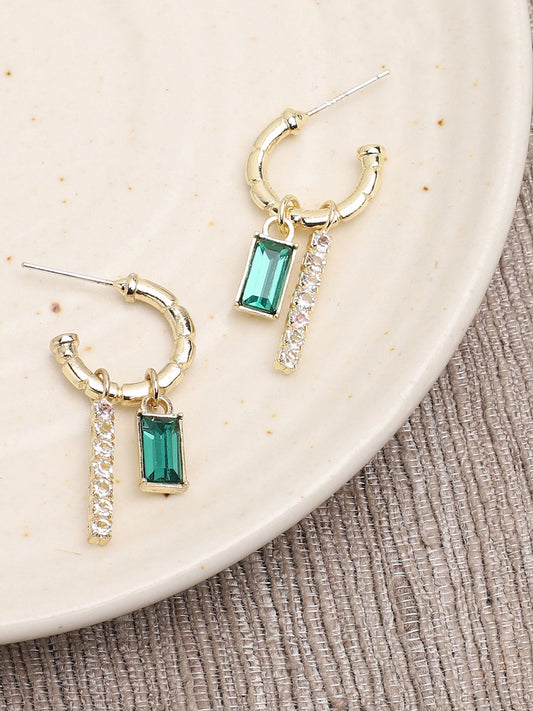 Gold Plated Party Designer Stone Hoop Earring For Women