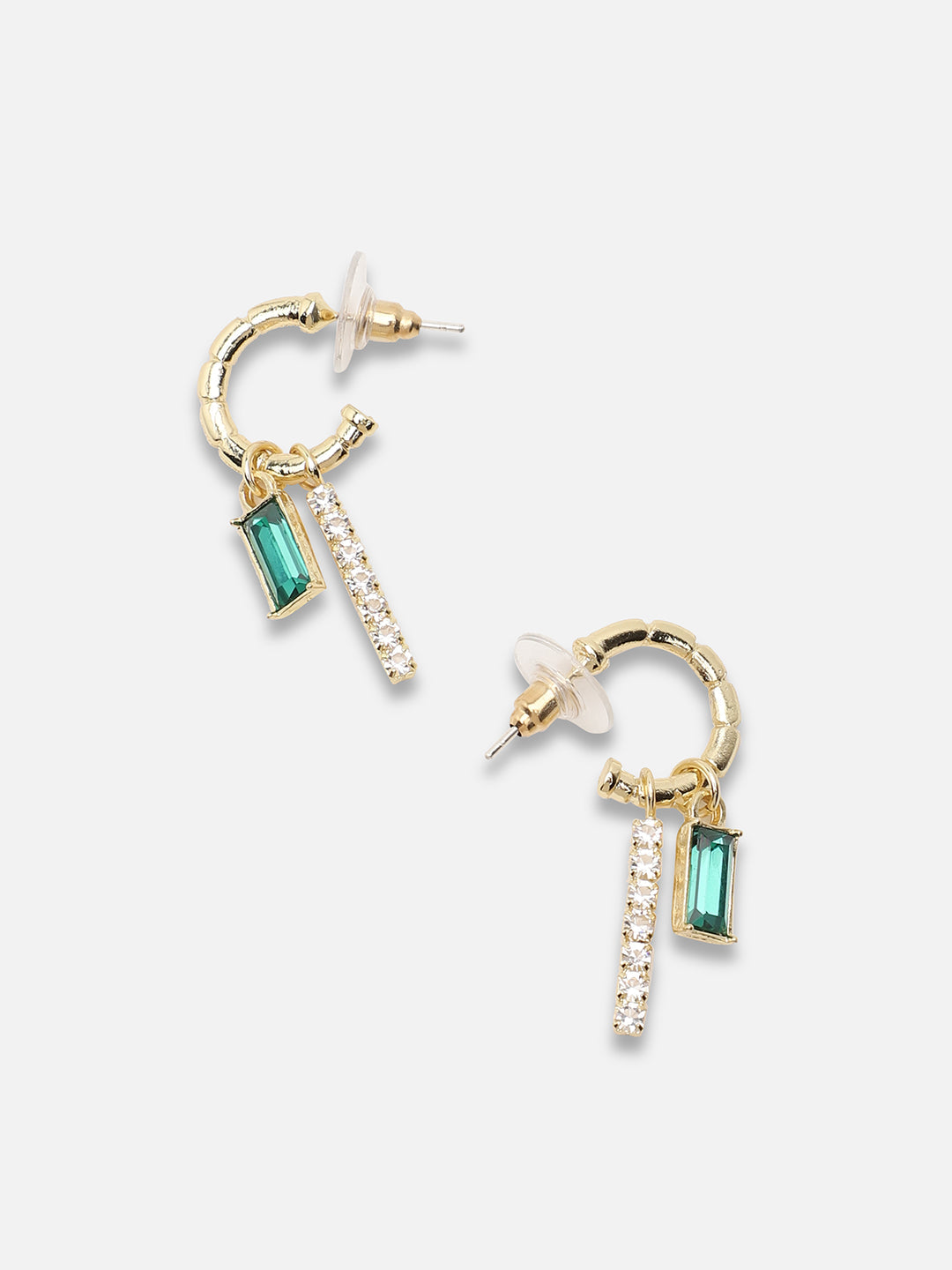 Gold Plated Party Designer Stone Hoop Earring For Women