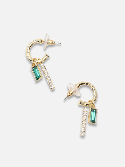 Gold Plated Party Designer Stone Hoop Earring For Women