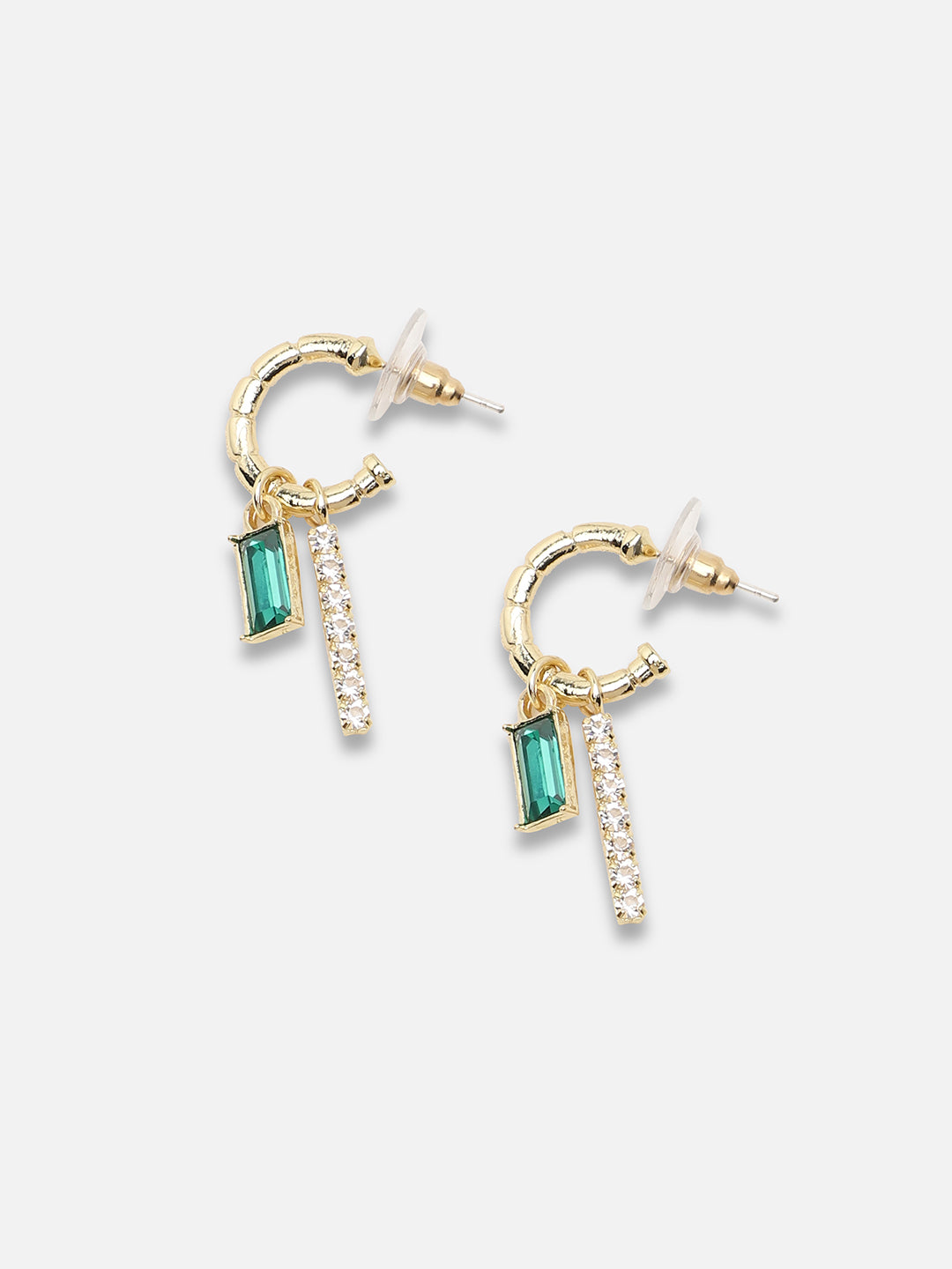 Gold Plated Party Designer Stone Hoop Earring For Women