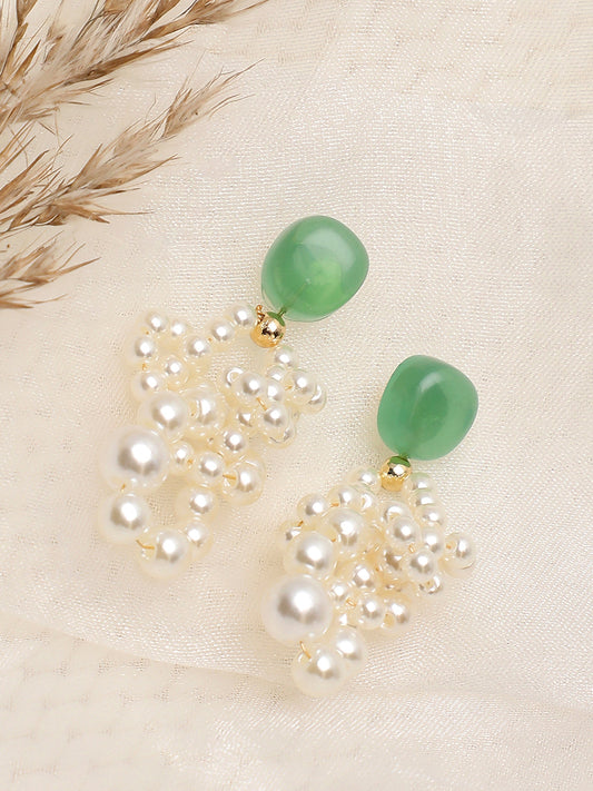 GOLD PLATED PARTY DESIGNER STONE DROP EARRING FOR WOMEN