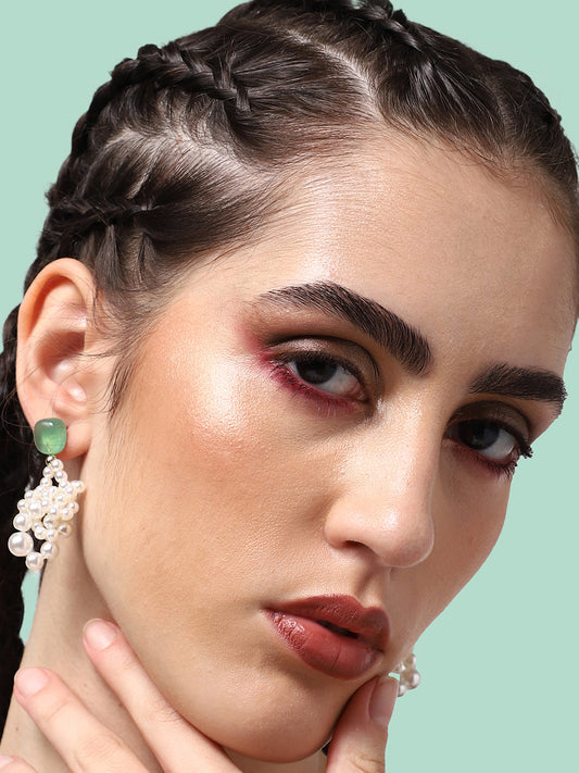 GOLD PLATED PARTY DESIGNER STONE DROP EARRING FOR WOMEN