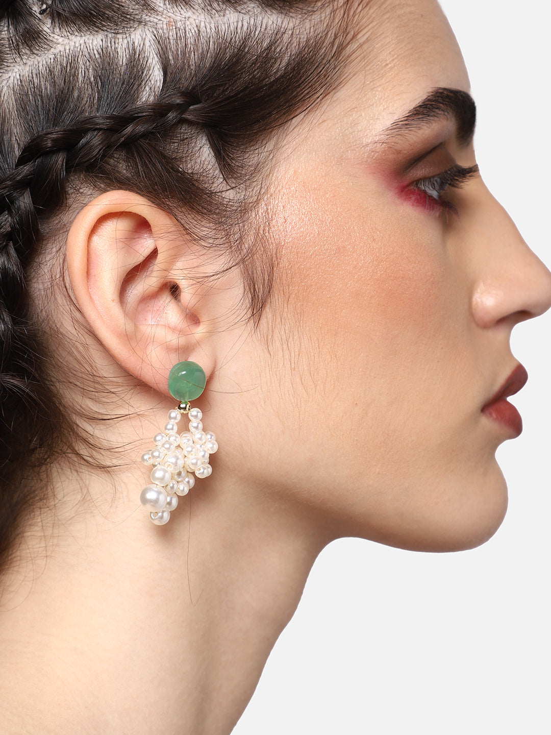 GOLD PLATED PARTY DESIGNER STONE DROP EARRING FOR WOMEN