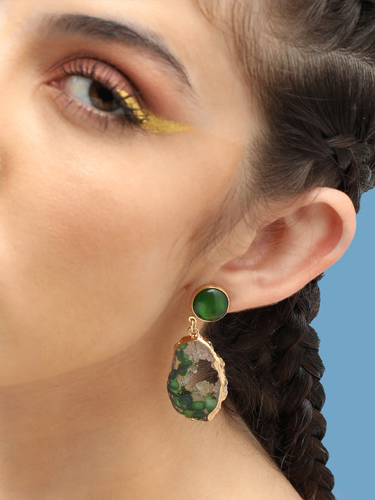 Gold Plated Party Designer Stone Drop Earring