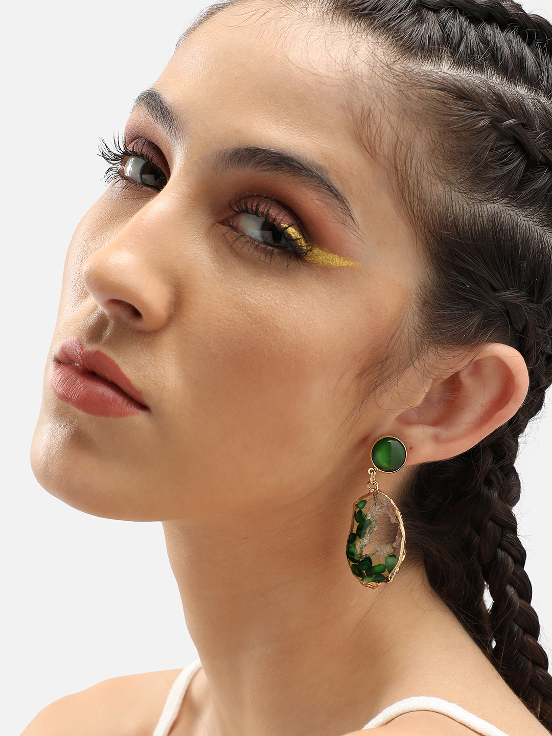 Gold Plated Party Designer Stone Drop Earring