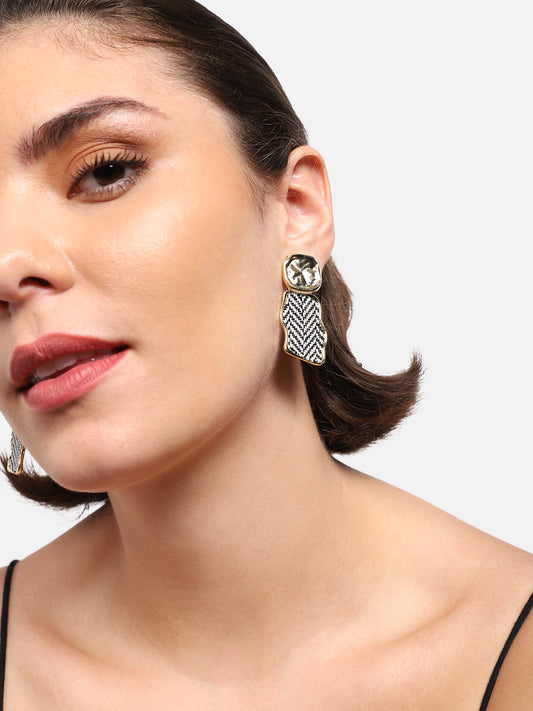Gold Plated Party Designer Stone Drop Earring