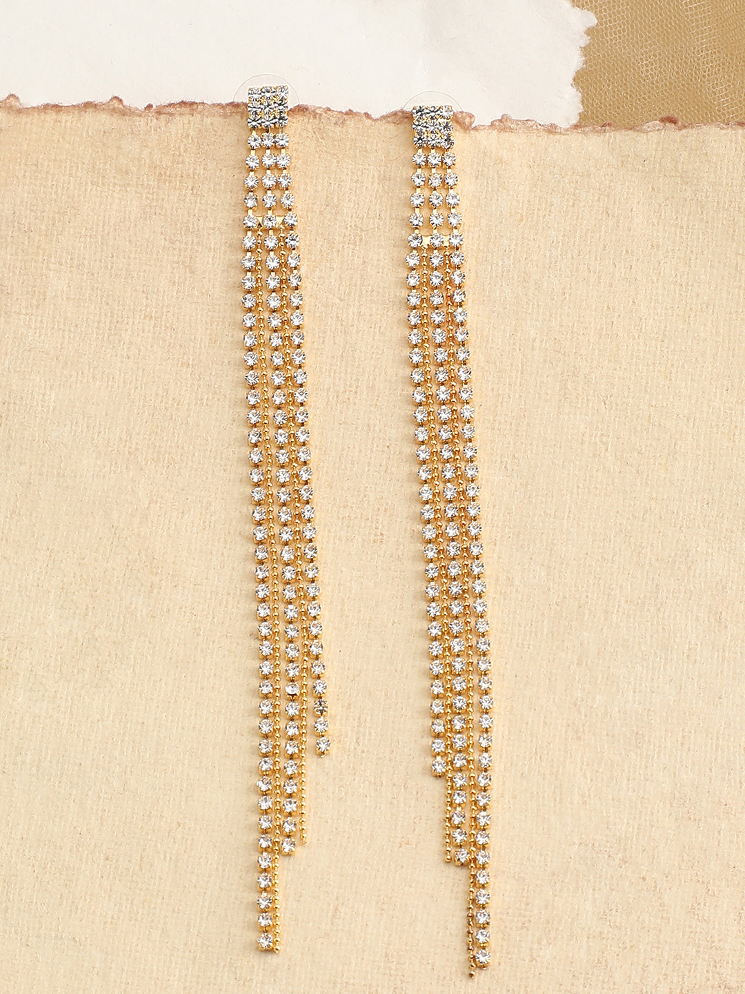 Gold Plated Party Designer Stone Drop Earring