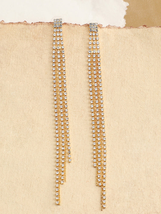 Gold Plated Party Designer Stone Drop Earring