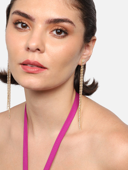 Gold Plated Party Designer Stone Drop Earring