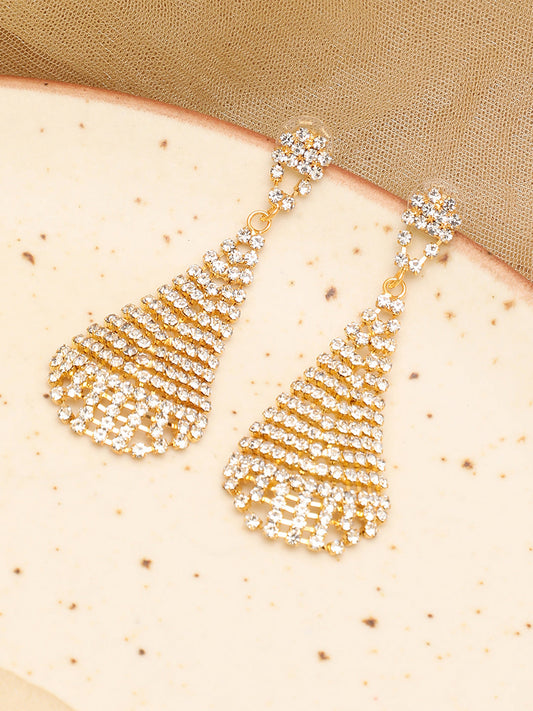 Gold Plated Party Designer Stone Drop Earring