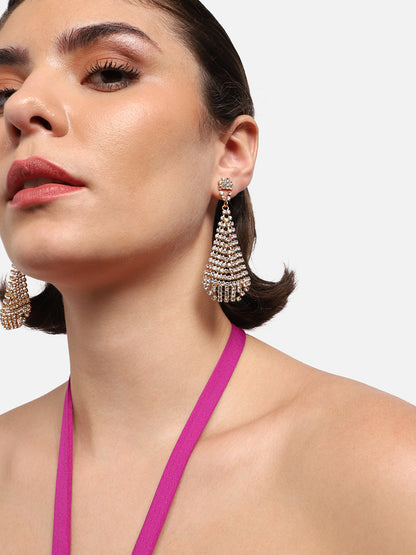 Gold Plated Party Designer Stone Drop Earring