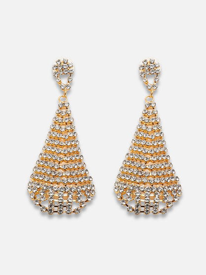 Gold Plated Party Designer Stone Drop Earring