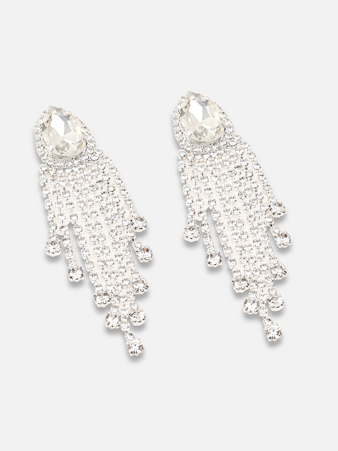 Silver Plated Party Designer Stone Drop Earring For Women