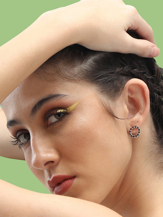 Gold Plated Party Designer Stone Hoop Earring For Women