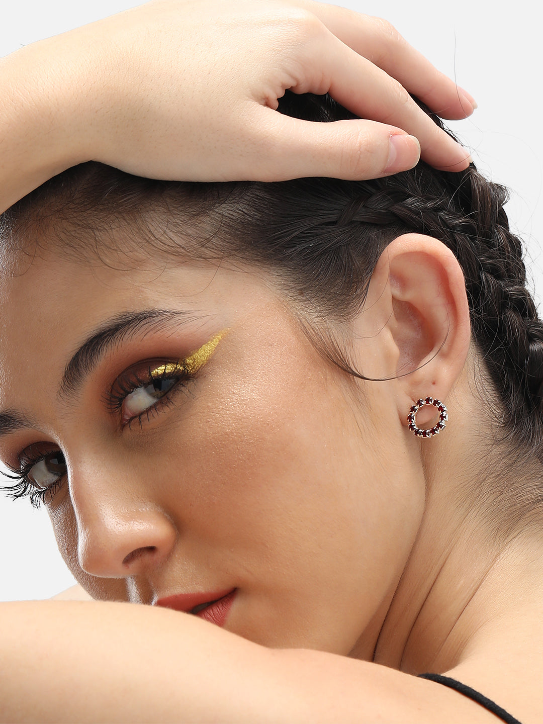 Gold Plated Party Designer Stone Hoop Earring For Women