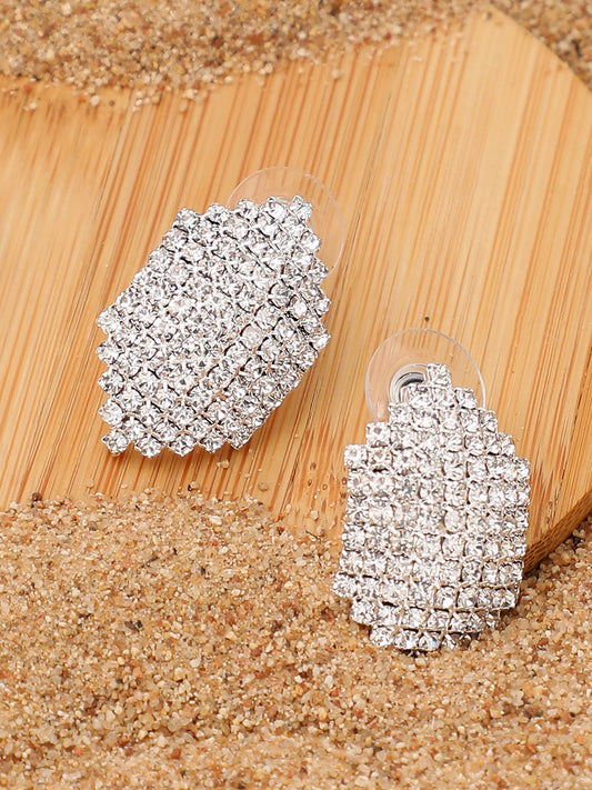 GOLD PLATED PARTY DESIGNER STONE DROP EARRING FOR WOMEN