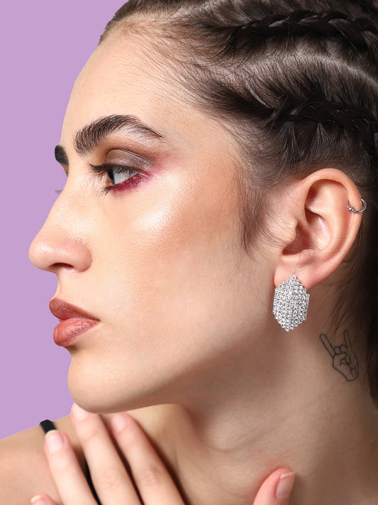 GOLD PLATED PARTY DESIGNER STONE DROP EARRING FOR WOMEN
