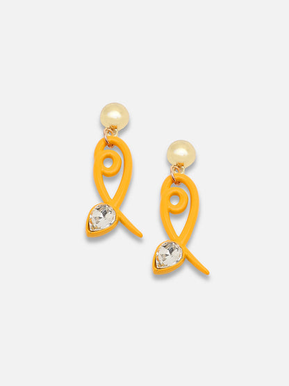GOLD PLATED CASUAL DESIGNER STONE DROP EARRING FOR WOMEN
