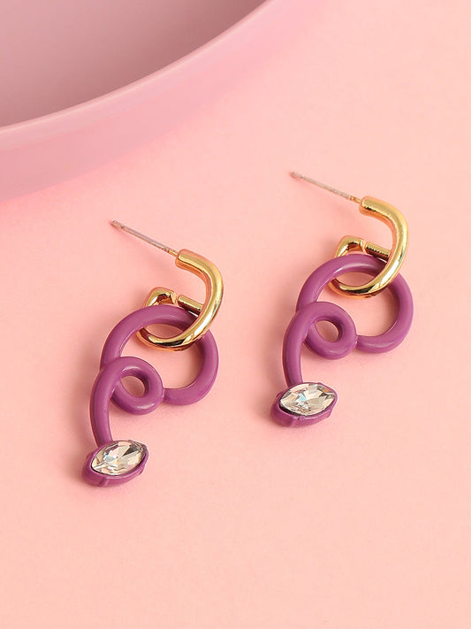 GOLD PLATED CASUAL DESIGNER STONE DROP EARRING FOR WOMEN