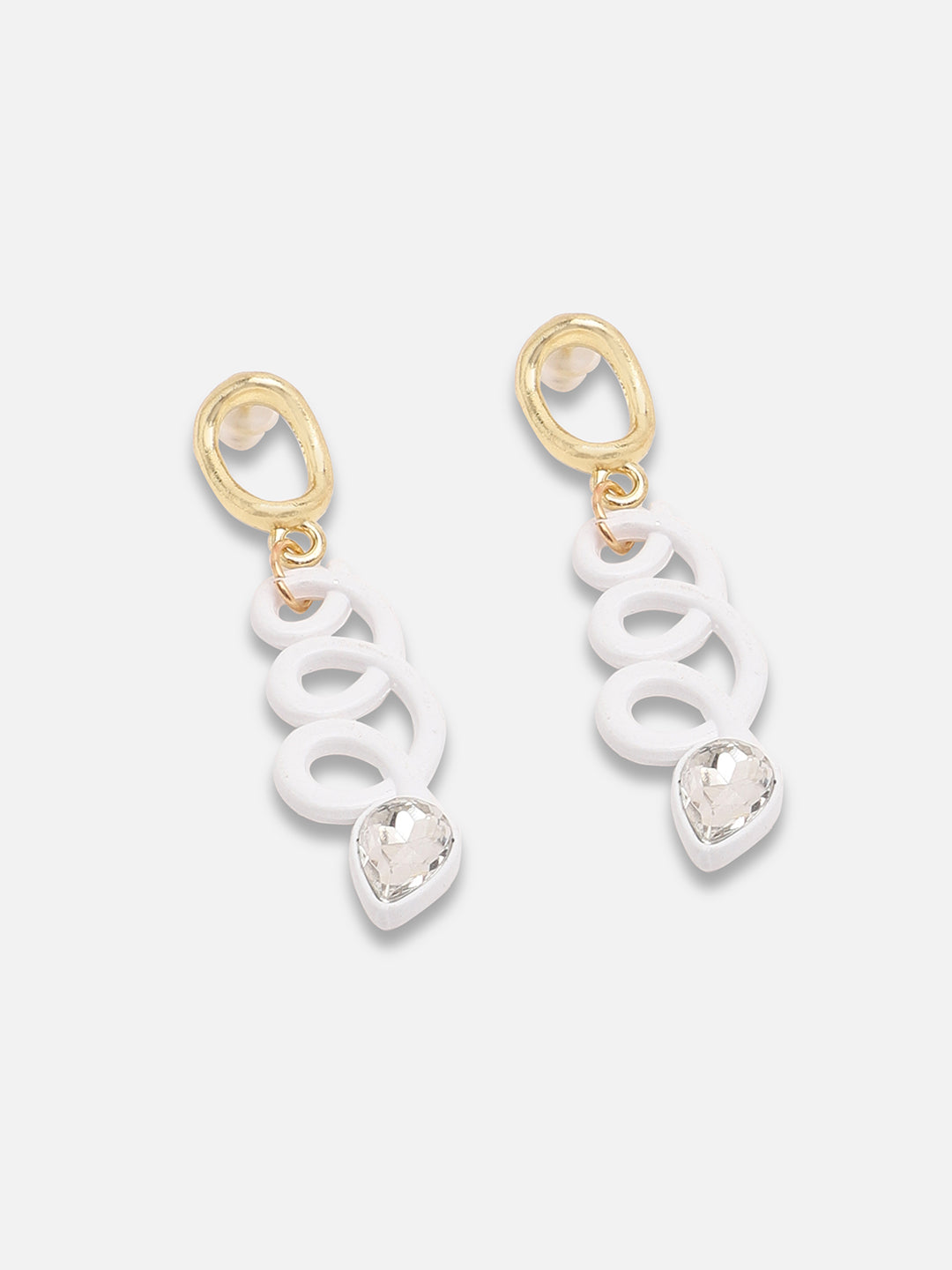 GOLD PLATED CASUAL DESIGNER STONE DROP EARRING FOR WOMEN