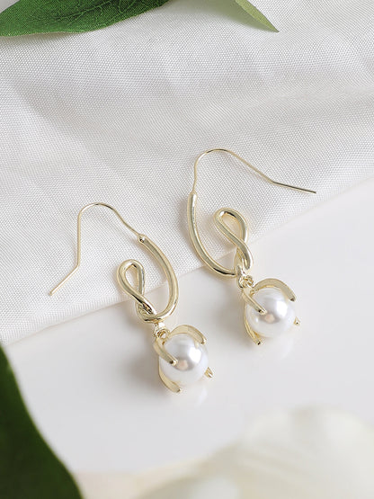 GOLD PLATED PARTY PEARLS DROP EARRING FOR WOMEN