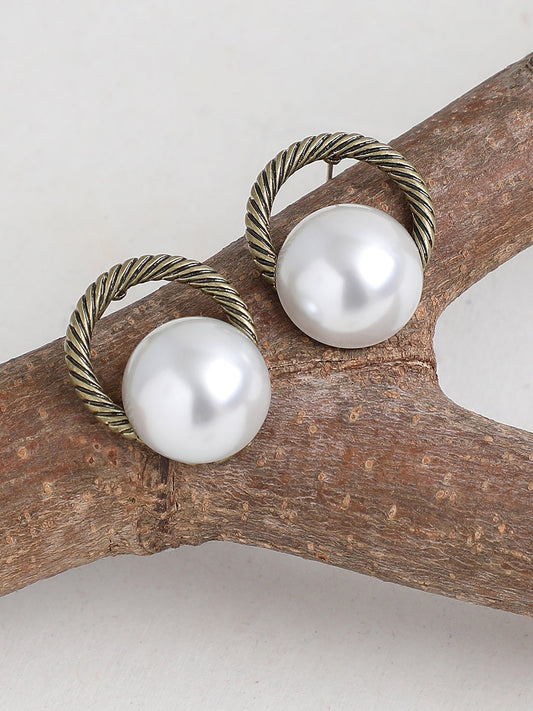 GOLD PLATED CASUAL PEARLS DROP EARRING FOR WOMEN