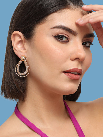 GOLD PLATED PARTY DESIGNER DROP EARRING FOR WOMEN