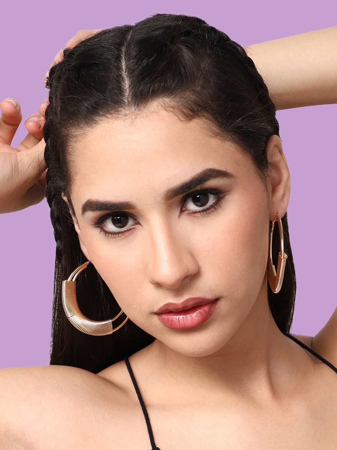 GOLD PLATED PARTY DESIGNER HOOP EARRING FOR WOMEN