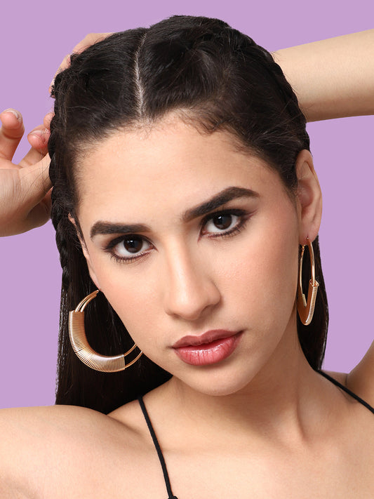 GOLD PLATED PARTY DESIGNER HOOP EARRING FOR WOMEN