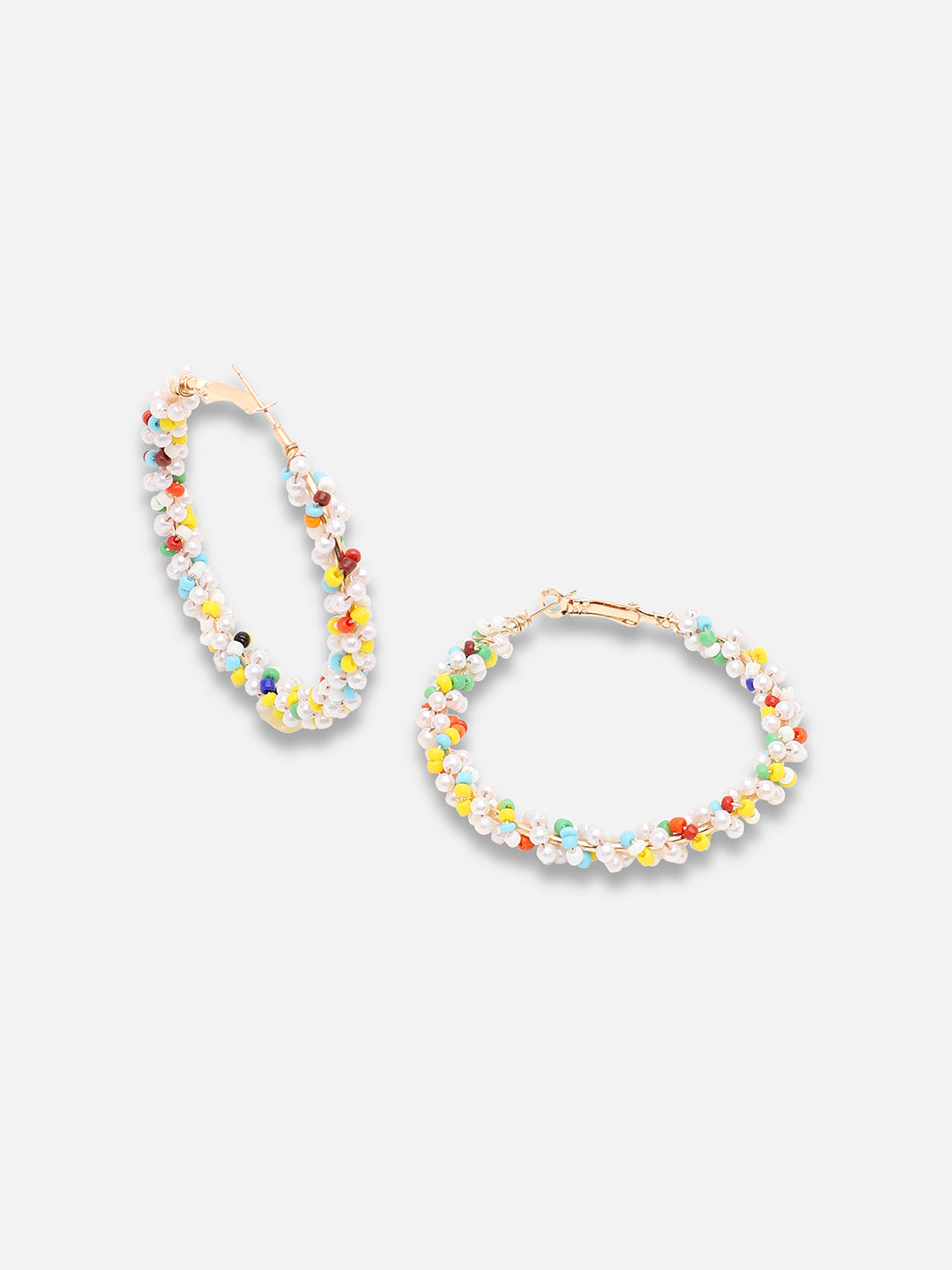 GOLD PLATED PARTY DESIGNER STONE HOOP EARRING FOR WOMEN