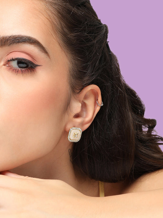 GOLD PLATED PARTY PEARLS STUD FOR WOMEN