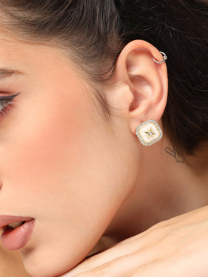 GOLD PLATED PARTY PEARLS STUD FOR WOMEN